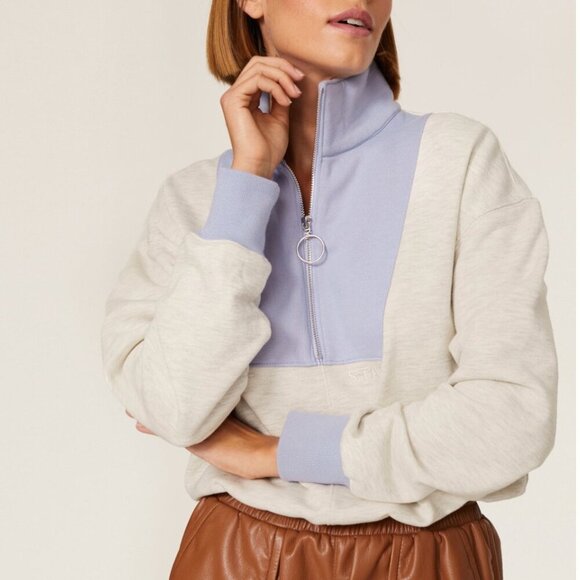 STAUD Tops - STAUD Alys Pullover Zip Up Sweatshirt Size Medium